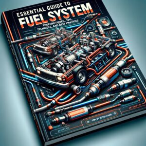 A book titled "Essential Guide to Fuel System" features detailed illustrations of car engines and fuel system components.
