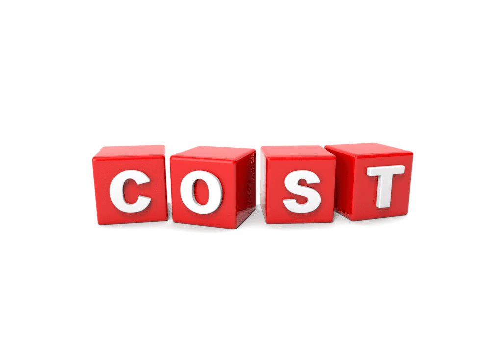 Red blocks with white letters spelling 'COST' are arranged in a slightly tilted manner on a white background.