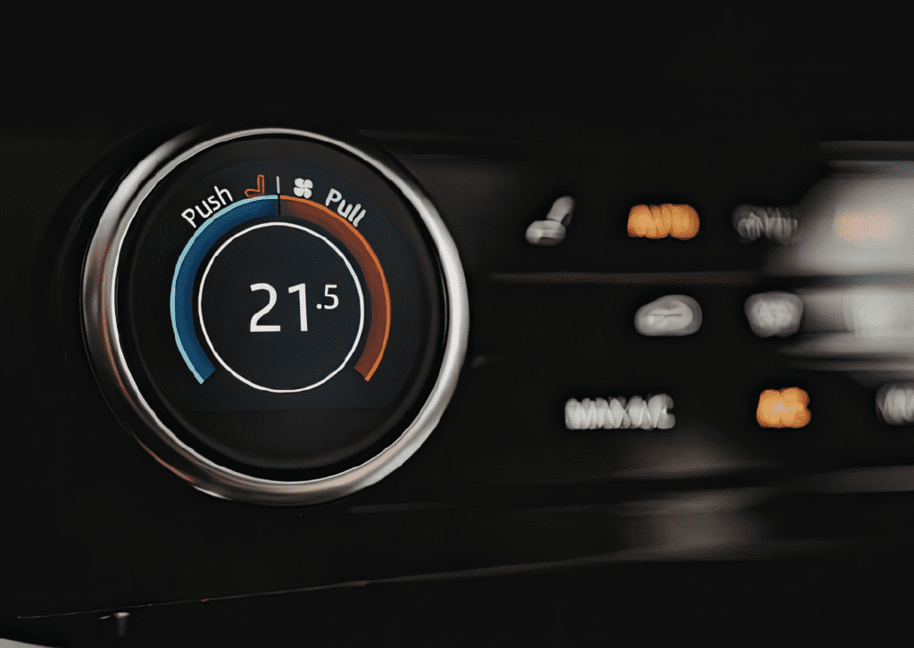 Digital temperature dial showing settings during car ac and climate control repair diagnosis