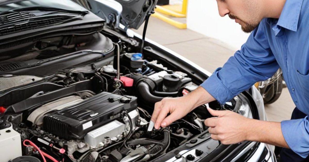 Technician performing vehicle inspection for auto emissions testing in Loveland, CO, ensuring compliance with regulations.